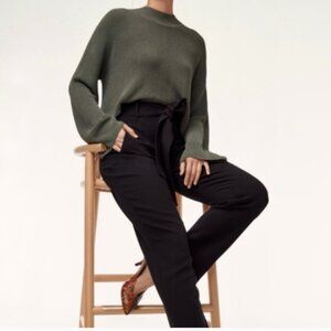 Aritzia Wilfred Salome Sweater Small Green Gray Rib  Knit Cropped Drop Shoulder